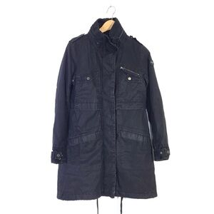 Calvin Klein Jeans Charcoal Gray Denim Military Style Zip Jacket S